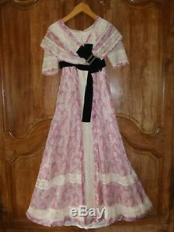 Old Silk Gown + Lace Dress + Large Silver Buckle - 1st Half 19th