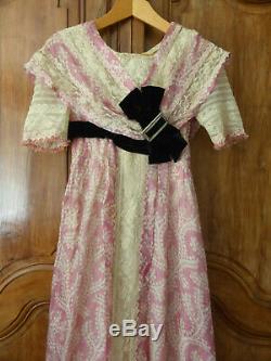 Old Silk Gown + Lace Dress + Large Silver Buckle - 1st Half 19th