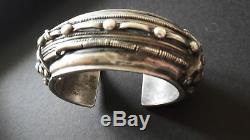 Old Silver Bracelet Massive Ethnic Origin, Vintage Silver Cuff, Yemen