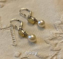 Old Silver Massif Earrings Real Opal And Natural Pearl