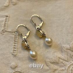 Old Silver Massif Earrings Real Opal And Natural Pearl