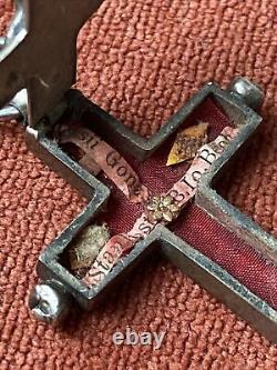 Old Silver Pendant Massive Cross Reliquary Relic Jesus To Identify