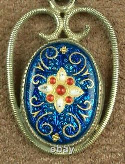 Old Silver Pendant Massive Emal Bressans Glazed Email