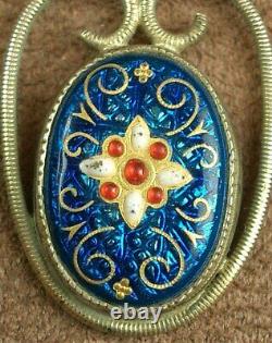 Old Silver Pendant Massive Emal Bressans Glazed Email