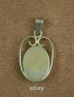 Old Silver Pendant Massive Emal Bressans Glazed Email