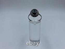 Old Silver Ring Massive 925 3 Grams Size 59 Onyx And Marcassites W75