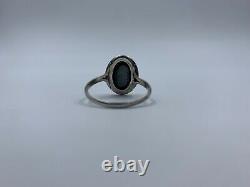 Old Silver Ring Massive 925 3 Grams Size 59 Onyx And Marcassites W75