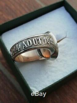 Old Silver Ring Seal Armoirie Lily Crown 1820/1883