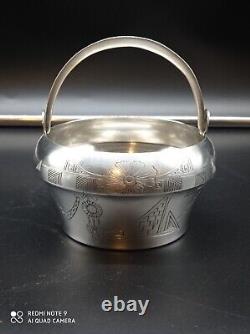 Old Silver Russian XIX Century Pot, Cup, Bucket, Bowl, Plate, Hallmarked