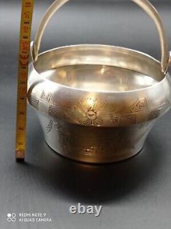 Old Silver Russian XIX Century Pot, Cup, Bucket, Bowl, Plate, Hallmarked