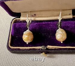 Old Silver Silver Earrings Massif Gold Beaded Baroque Natural