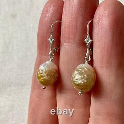 Old Silver Silver Earrings Massif Gold Beaded Baroque Natural