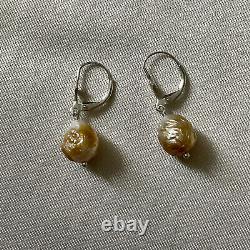 Old Silver Silver Earrings Massif Gold Beaded Baroque Natural