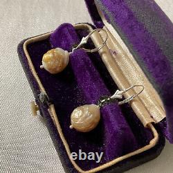 Old Silver Silver Earrings Massif Gold Beaded Baroque Natural