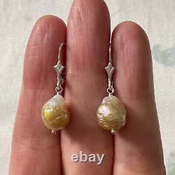 Old Silver Silver Earrings Massif Gold Beaded Baroque Natural