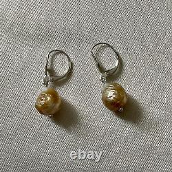 Old Silver Silver Earrings Massif Gold Beaded Baroque Natural