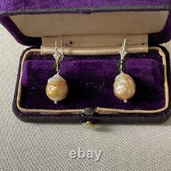 Old Silver Silver Earrings Massif Gold Beaded Baroque Natural