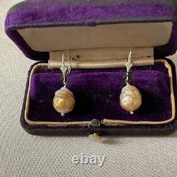 Old Silver Silver Earrings Massif Gold Beaded Baroque Natural