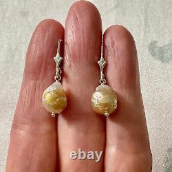 Old Silver Silver Earrings Massif Gold Beaded Baroque Natural