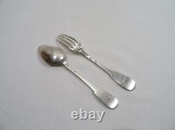 Old Silver Spoon and Fork with Solid Silver Hallmarks