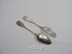 Old Silver Spoon and Fork with Solid Silver Hallmarks