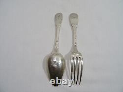 Old Silver Spoon and Fork with Solid Silver Hallmarks