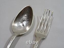 Old Silver Spoon and Fork with Solid Silver Hallmarks