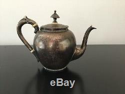 Old Silver Teapot 19th British Victoria Era Seal Lion