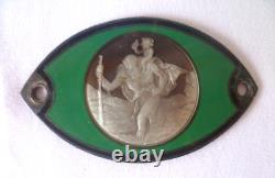 Old Small Car Plate St. Christopher Solid Silver Enamelled