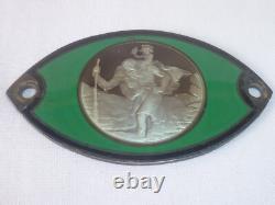 Old Small Car Plate St. Christopher Solid Silver Enamelled
