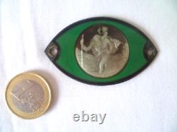 Old Small Car Plate St. Christopher Solid Silver Enamelled