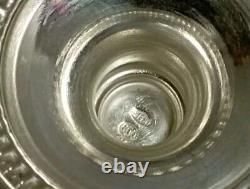 Old Small Solid Silver Vase Decorated with Opal Stone Cabochons