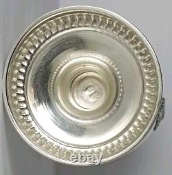 Old Small Solid Silver Vase Decorated with Opal Stone Cabochons