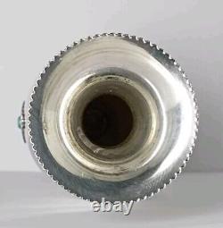 Old Small Solid Silver Vase Decorated with Opal Stone Cabochons