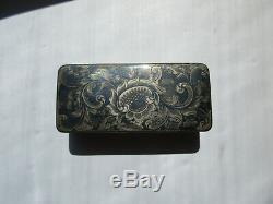 Old Snuffbox In Russian Silver Niellated Imperial Russian Silver Snuff Box