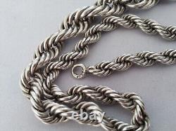 Old Solid Silver 950 Twisted Rope Chain Art Deco Necklace