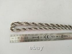 Old Solid Silver 950 Twisted Rope Chain Art Deco Necklace