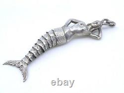 Old Solid Silver Articulated Pendant Representing A Mermaid