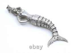 Old Solid Silver Articulated Pendant Representing A Mermaid