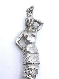 Old Solid Silver Articulated Pendant Representing A Mermaid