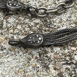 Old Solid Silver Enamel Pocket Watch Chain Châtelaine