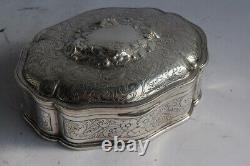 Old Solid Silver Jewelry Box (50099)