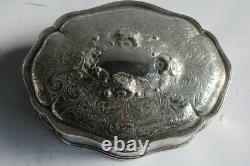 Old Solid Silver Jewelry Box (50099)