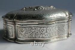 Old Solid Silver Jewelry Box (50099)