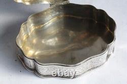 Old Solid Silver Jewelry Box (50099)