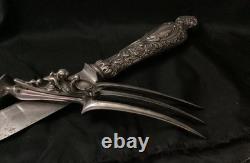Old Solid Silver Lamb Carving Set, Napoleon III Period