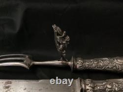 Old Solid Silver Lamb Carving Set, Napoleon III Period