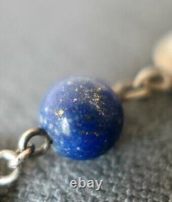 Old Solid Silver Necklace Set with Lapis Lazuli Balls