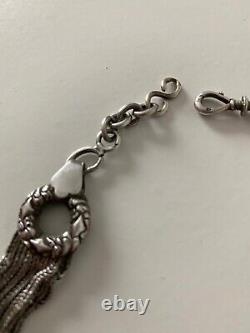 Old Solid Silver Necklace with Chains and Medallions