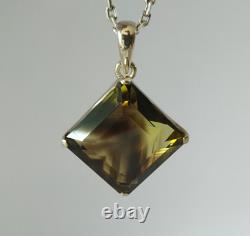 Old Solid Silver Pendant Large Natural Bicolor Smoky Quartz Stone
